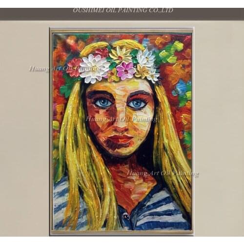 Hand-Painted Modern Abstract Knife Portrait on Canvas Wall Art Couples Oil Painting Mural Picture Wall Decor Painting