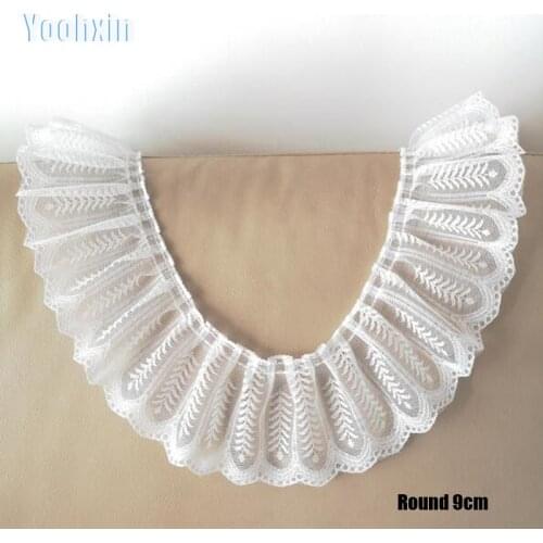 9CM Wide Fashion mesh white black Embroidery flower lace fabric trim ribbon DIY sewing applique collar cloth guipure dress decor