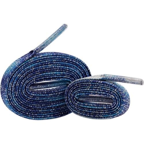 Coolstring 6MM Galaxy Blue Lacet With Elastic Ropes Canvas Flat Shoelace Decorative Sneaker Accessory Unisex For Adults&Children