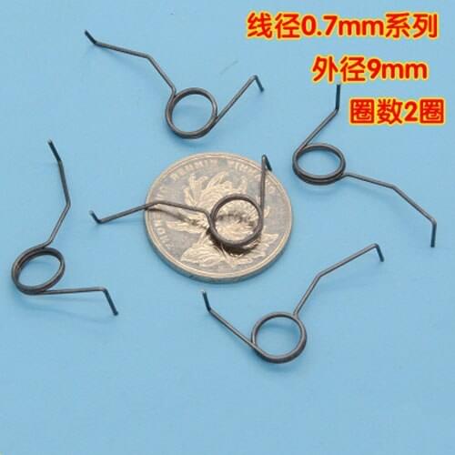 5pcs 0.7mm wire diameter torsion spring 9mm outside diameters springs 2 laps