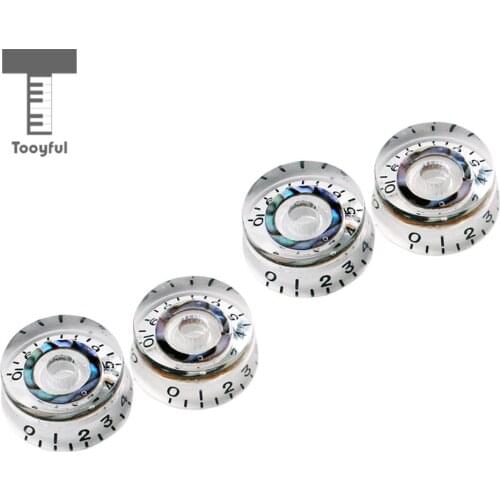 Tooyful 4Pcs Transparent Guitar Control Knobs for LP Gb Speed Tone Volume Abalone