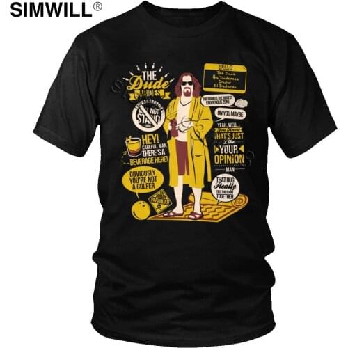 Funny The Dude Quotes Tshirt Men Short Sleeved Pure Cotton Humor The Big Lebowski T-shirt Novelty Graphic T Shirt Plus Size Tee