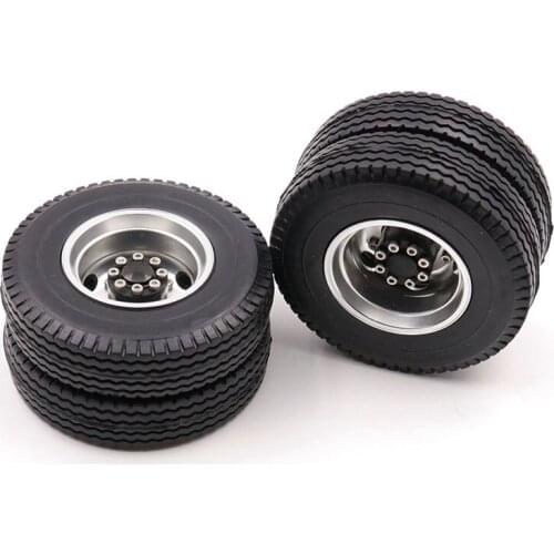 Rear Rubber Loader Wheels With Rims For Tamiya 1/14 Scale Tractor Rear, For Tamiya 1/14 RC Tractor Trailer Truck