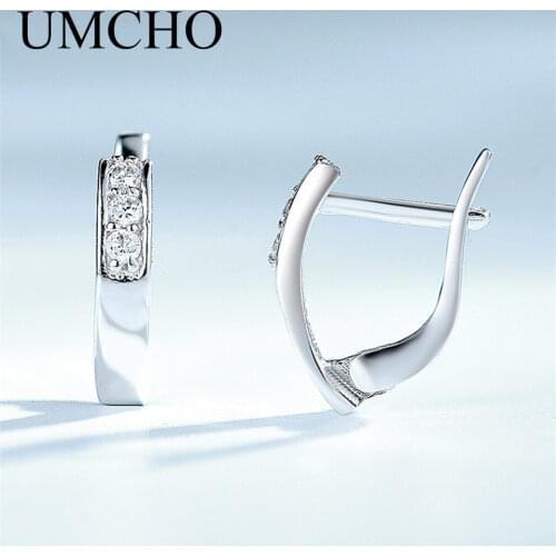 UMCHO Trendy Silver Clip Earrings Solid 925 Stierling Silver Earrings For Women Lover Gift Fine Jewelry