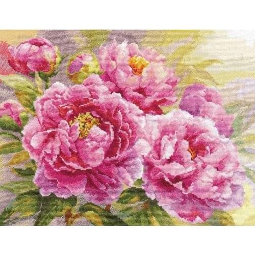 Gold Collection Counted Cross Stitch Kit Pink Peonies Peony Flower Flowers alisa 50x40cm, 14CT