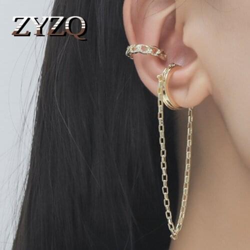 ZYZQ Korea Temperament Chain Ear Bone Clip Earring Exquisite Tassel Zircon бижутерия 2021 Wedding Bride Jewelry