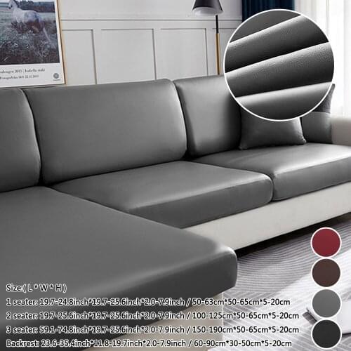 1Pcs PU Leather Sofa Cushion Cover Four Seasons Universal Solid Color Waterproof Stretch Living Room Lazy Sofa Seat Cover