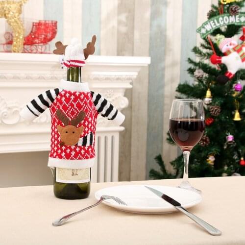 1PC Red Wine Bottle Cover Christmas Santa Elk Wine Bags Home Office Festical Xmas Decoration Wine Bottle Party Supplies QA 239
