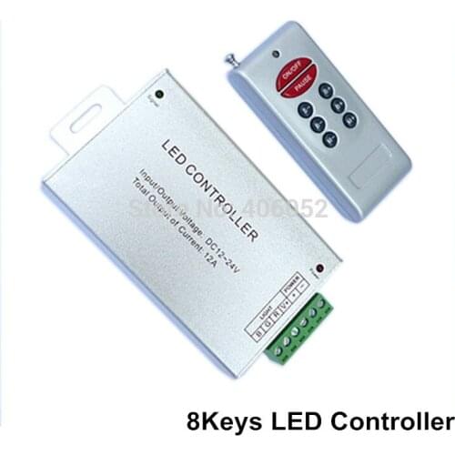 10set/lot 144W 8KEYS RF Remote RGB Controller For LED RGB Strip /Modules, DC12V 24V Common Anode