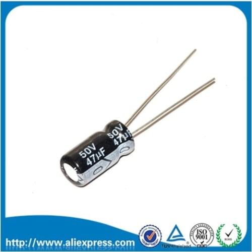 10Pcs 47UF 50V 50V 47UF Electrolytic Capacitor 50 V / 47 UF Size 6*12MM Aluminum Electrolytic Capacitor