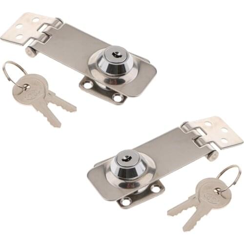 2pcs Marine Hardware Stainless Steel Keyed Locking Hasp, 3.1 x 1.2 inch / 80 x 30mm
