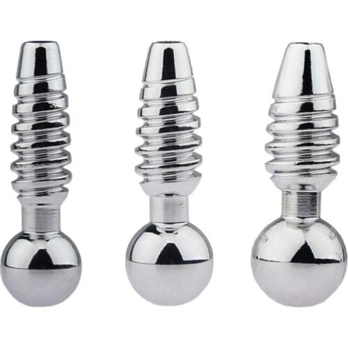 3 Size Male Stainless Steel Screw Thread Catheter Urethral Sounding Stretching Stimulate Bead Dilator Penis Plug Adult Sex Toy C
