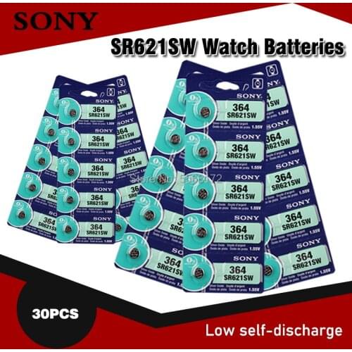 30pc SONY 1.55V AG1 LR621 364 164 531 SR621 SR621SW SR60 SP364 TR621 Button Batteries For Watch Toy Remote Cell Coin Battery
