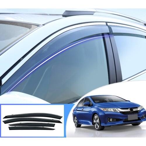For Honda City 2009 2010 2011 2012 2013 2014 ABS Car Smoke Window Sun Rain exterior visor Deflector Guard Accessorie 4PC