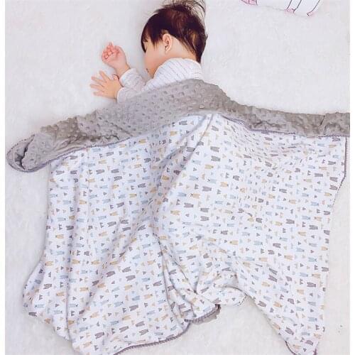 Brand New Knitted Cotton Minky Dotty Baby Blanket Soft Thermal Grey Bear Toddler Blanket Crib Bedding Baby Bed Spread Kids Quilt
