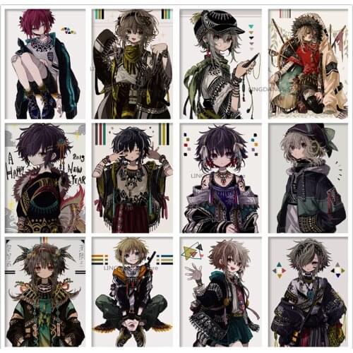 5d Diy Diamond Painting Cartoon Anime Manga Ethnic Clothing Style Diamond Mosaic Embroidery Cross Stitch Kits Home Decor Gift