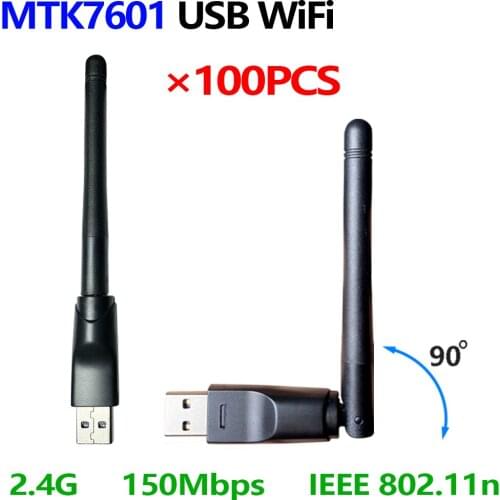 [100PCS] 7601 WiFi USB WiFi Antenna with MT7601 chip 150Mbps 2.4GHz USB2.0 Rotatable Wireless for Satellite Receiver Computer