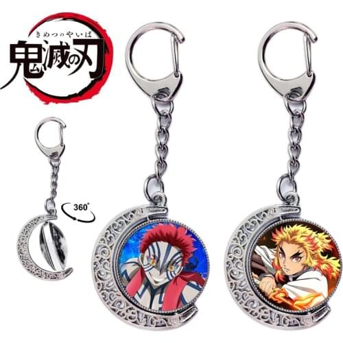 Anime Demon Slayer Keychain Kimetsu no Yaiba: Mugen Train Key Rings Rengoku Kyoujurou Akaza Rengoku Shinjurou Gift Accessories