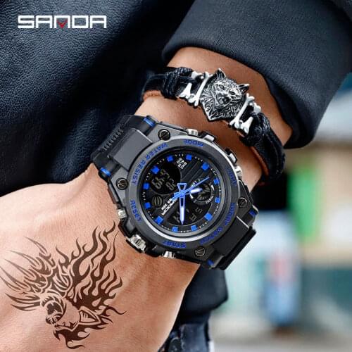 New Business Men Watch Dual Display Waterproof Male Clock Military Sports Electronic Watch Multifunction Wristwatches Hodinky