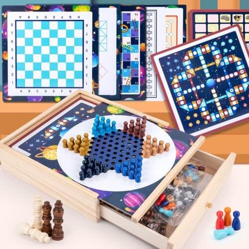 Gift Design Chess Board Wood Storage Box Retro Classic Wooden Chess Box Family Large Ajedrez Profesional Travel Checkers DL60XQ