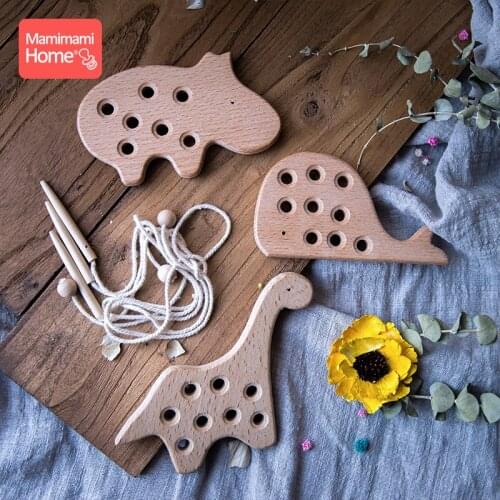 Mamihome 1set Baby Wooden Teether Animal Toys Natural Beech Rodent Teething Pendants Baby Crib Toys ChildrenS Goods Nurse Gifts