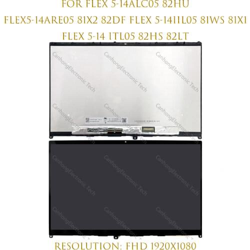 14-Inch 1920*1080 For Lenovo Ideapad Flex 5 14 Flex 5-14ALC05 82HU LCD Screen Display Panel Touch Digitizer Assembly With Bezel