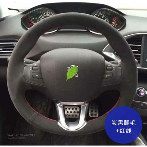 DIY Car steering Wheel Cover For Peugeot 408 508 307 3008 5008 308 Hand-Stitched Grip Auto Parts Interior Accessories