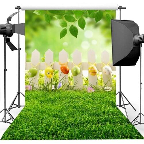 Easter Eggs Backdrop Spring Fence Green Leaf Photography Background Newborn Baby Kids Photography Backdrops For Photo Studio