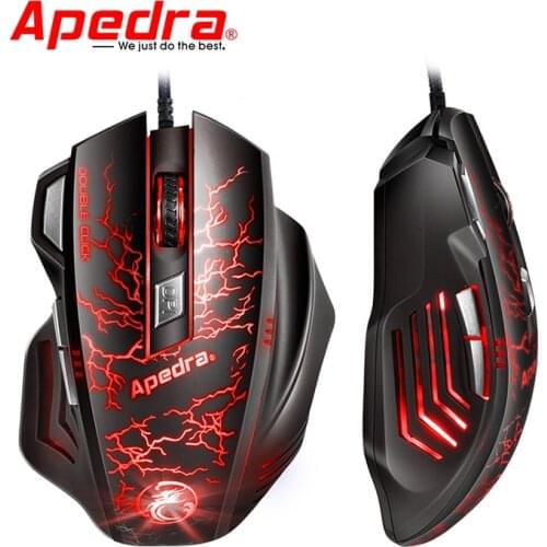3200DPI Apedra A7 Ergonomic USB Wired Six Button Prrofessional Gaming Mouse,Breathing Backlight Computer Mouse