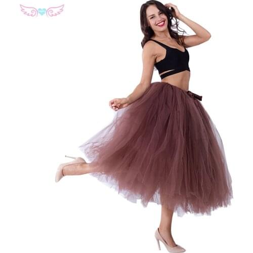 Kephy 2017 Quality tulle handmade 80cm long Fashion Women Tutu Tulle Skirt Wedding Bridesmaid Skirts Birthday party skirt