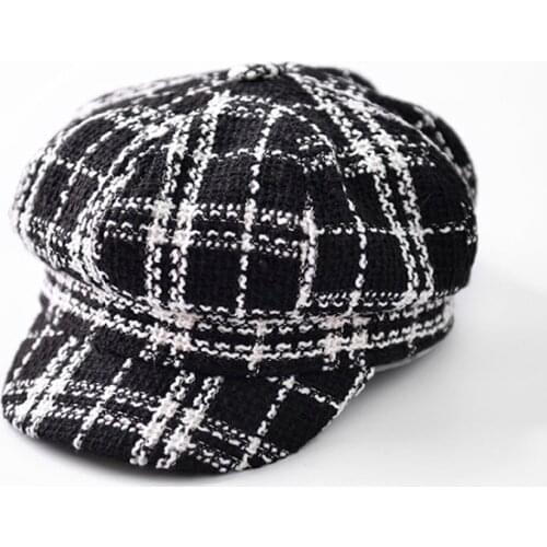 Women Newsboy Cap Autumn Winter Black White Felt Hats For Men Women Vintage Thick Octagonal Cap Female Casual Boina