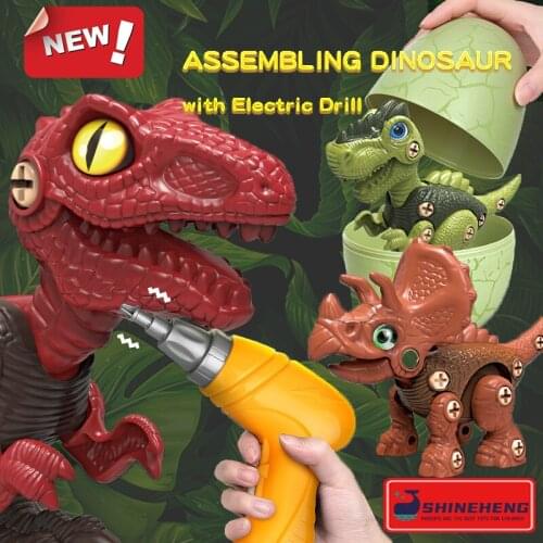 Take Apart Dinosaur Toys for Kids Electric Drill Screwing Blocks T Rex Construction Building Puzzel Educational Toy Set for Boys