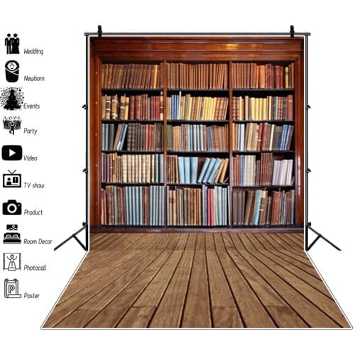 Laeacco Old Bookshelf Photography Backdrops Vintage Portrait Study Room Photo Backgrounds Graduation Season Photozone Photocall