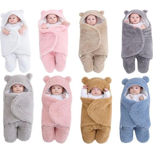 Cute Newborn Baby Boys Girls Sleeping Bag Envelope Plush Swaddle Blankets Baby Sleep Sack Bedding Set 0-9 Months
