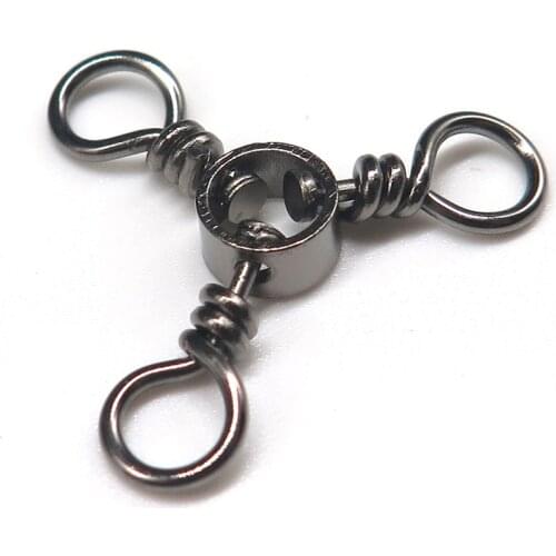 Minfishing 25 pcs Sea Fishing 3 ways Swivel Rolling Triple Swivels Fishing Hook connector fishing Accessories