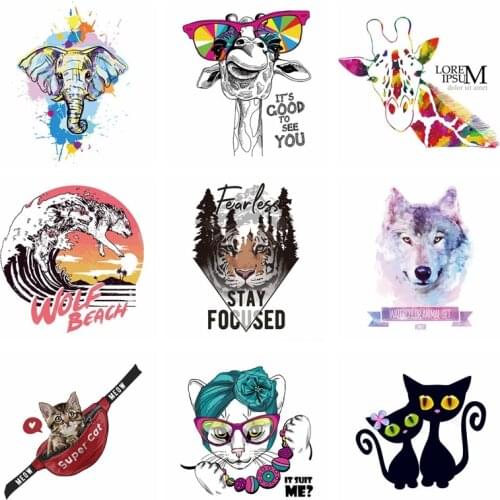 Fashion Animal Patches Clothing Stickers Washable Iron On Heat Transfer DIY Tiger Wolf Stickers Iron Sticker For Clothing Decor