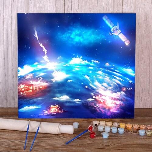 Scenery Earth Lights Paint By Numbers Kit Acrylic Paints 40*50 Picture By Numbers Photo Wall Decoration Children Handicraft