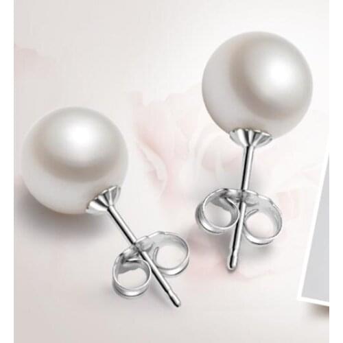Wholesale AAAA white Freshwater Cultured pearl Viennois earring Accessories beads Half a holeCZ Luxury Ms. girl