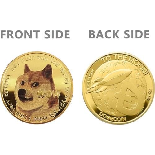 1PC Dogecoin Commemorative Coin Animal Badge Gold Plated Challenge Art Coin Gold Plated Dogecoin Commemorative Coins Decor Gift