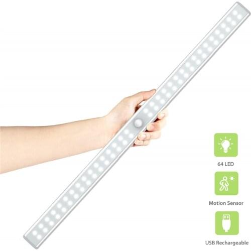 20/36/64LEDs USB Rechargeable LED Under Cabinet Light PIR Motion Sensor Lamp for Wardrobe Cupboard Closet Light Led Night Light