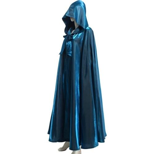 Hood Cloak Cosplay Satin Red Medieval Cape Halloween Party Cosplay Women Man Adult Long Heroic Witchcraft Wicca Robe