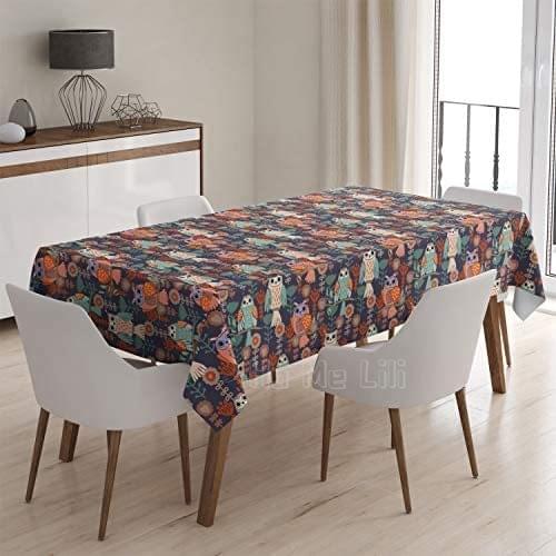 Owl Sitting On Branch Rectangular Washable Reusable Indoor/outdoor Tablecloth