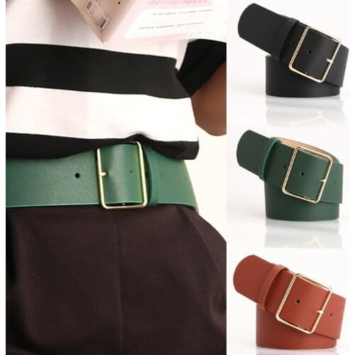 Women PU Leather Belt 2020 New Square Buckle Pin Buckle Jeans Black Belt Chic Luxury Brand Ladies Vintage Strap Female Waistband