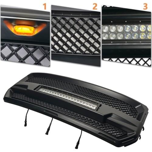 Modified For F150 Grill For F-150 2015 2016 2017 With LED Lights Front Bumper Grilles Mesh Cover Front Grills Racing Grill