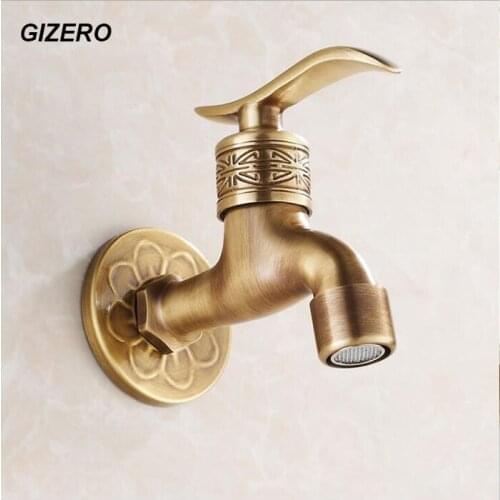 Bathroom Laundry Faucet Antique Polished Quick Open Wall Mounted High Quality Washing Machine Water Taps Single Cold ZR217