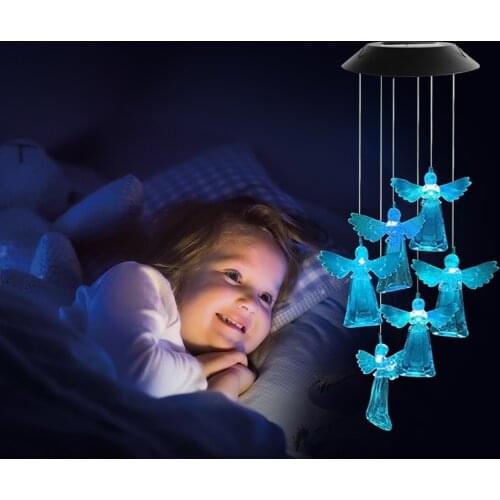 Solar Wind Chime Light Angel Chandelier Color Changing Light Outdoor Garden Decoration Light Led Light Gift
