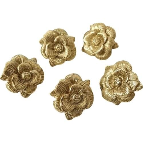 HXS Modern Rose Shaped Handles Golden Solid Brass Cabinet Door Knobs Dresser Pullers DIY Handmade Furniture Handle