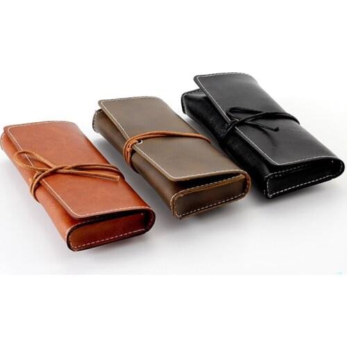 Retro Artificial Leather Glasses Bag Women Fashion Sunglasses Glasses Case Men Large Diameter Portable Glasses Storage Bag