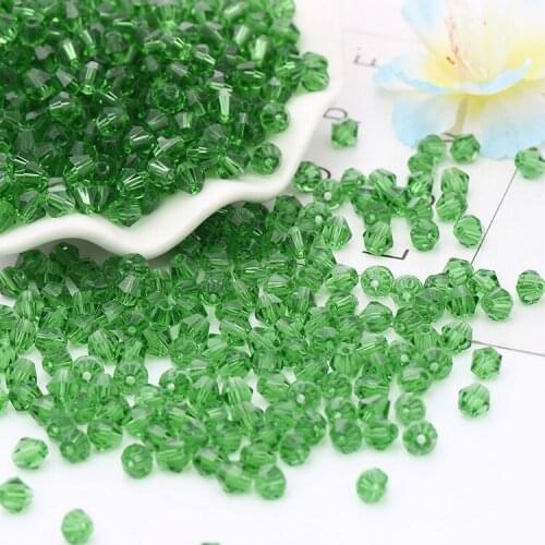 TianBo TOP quality 4mm 100pcs AAA Bicone Upscale Austrian crystals beads green color plating Jewelry Making DIY #5301