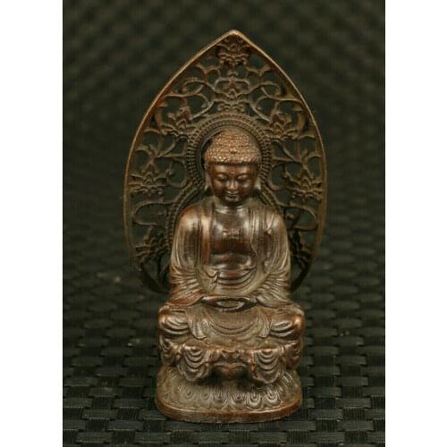 Unique chinese old bronze hand carved buddha Sakyamuni statue figure